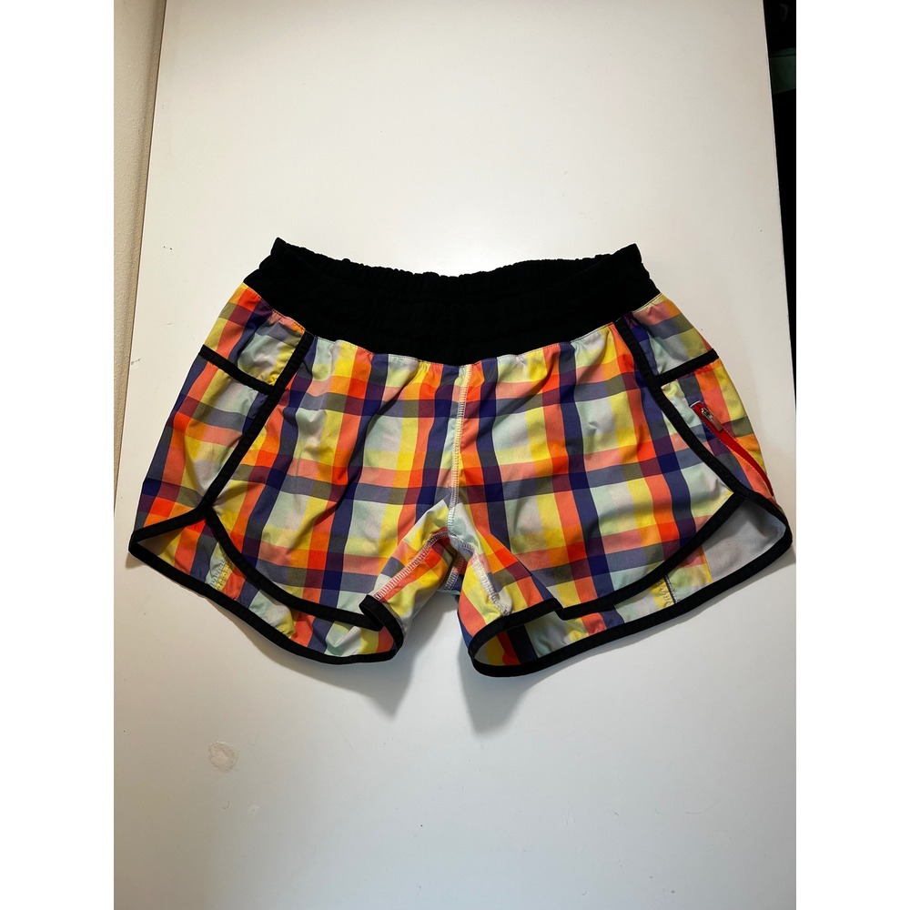 Lululemon Womens Tracker II Shorts 8 Rainbow Wee Wheezy Check Plaid Retro Girl